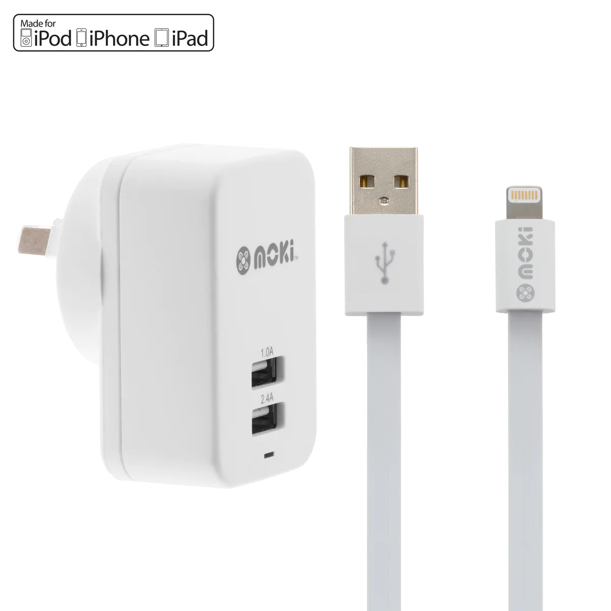 Moki Lightning to USB SynCharge Cable Wall Pack