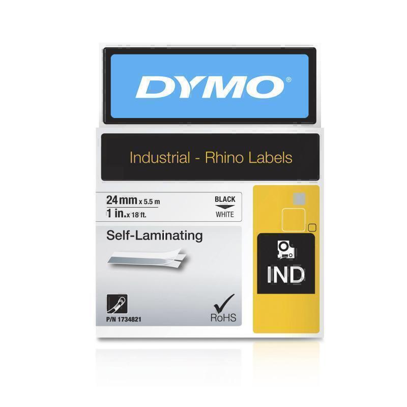 Dymo Rhino Vinyl Tape 24mm Black on White
