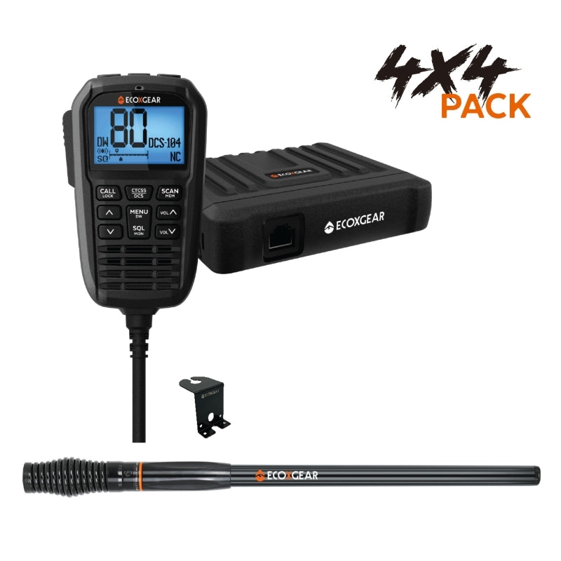 EcoXgear ECOXTALK Fixed Mount UHF Radio 5W LCD Remote Mic 4WDPK