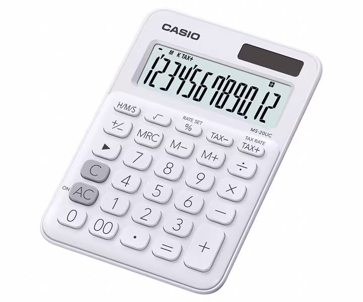 Casio MS20UCWE Mini Desktop Colourful Calculator White